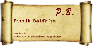 Pittik Balázs névjegykártya